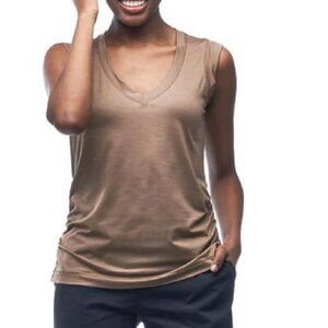 Indyeva Women's Astrid II Top tan v neck tank top rouched xs